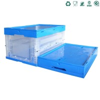 wholesale plastic moving foldable crate/logistic turnover crate attached lid container